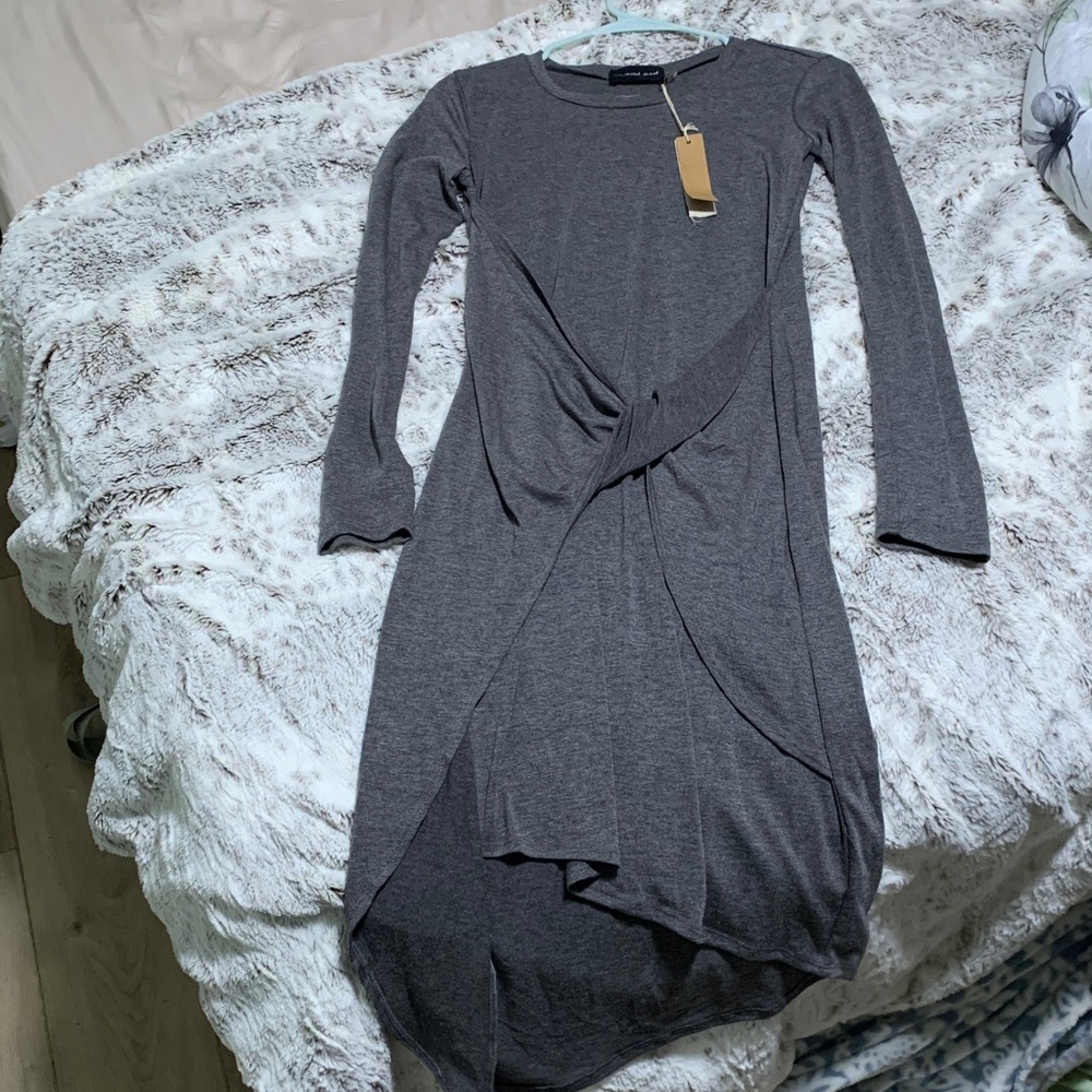 Mustard Seed Charcoal Long Sleeve Dress